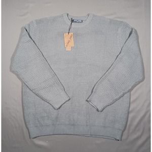 PJ PAUL JONES Sweater Mens XL Gray Crewneck Pullover Waffle Textured Long Sleeve